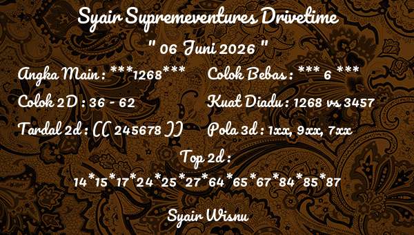 Syair Wisnu - Syair Supremeventures Drivetime