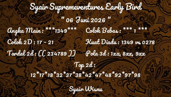 Syair Wisnu - Syair Supremeventures Early Bird