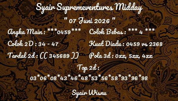 Syair Wisnu - Syair Supremeventures Midday