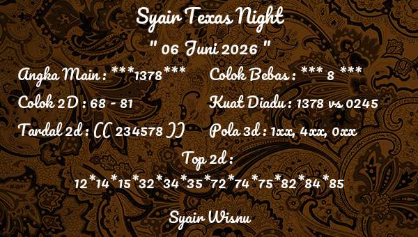 Syair Wisnu - Syair Texas Night