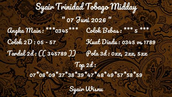 Syair Wisnu - Syair Trinidad Tobago Midday