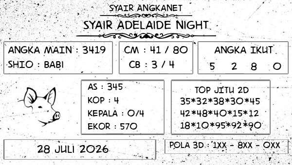 SYAIR ANGKANET - Syair Adelaide Night