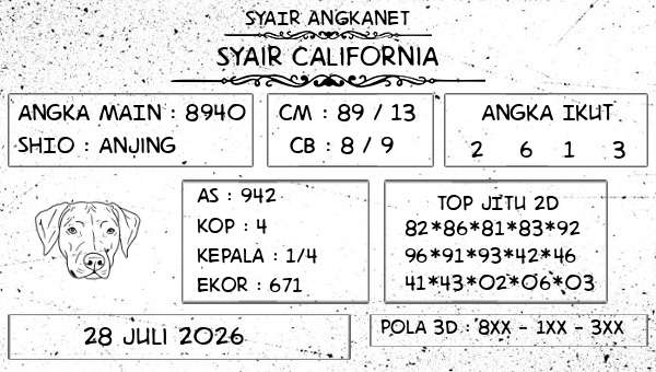 SYAIR ANGKANET - Syair California