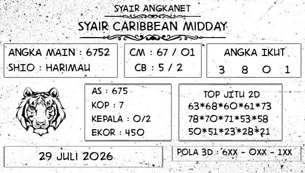 SYAIR ANGKANET - Syair Caribbean Midday