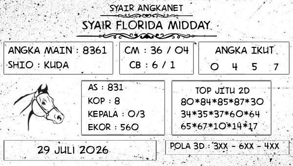 SYAIR ANGKANET - Syair Florida Midday