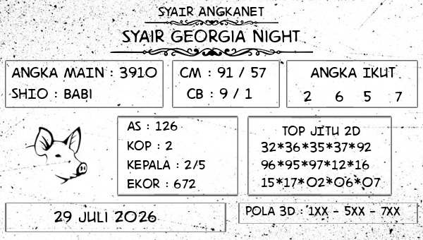 SYAIR ANGKANET - Syair Georgia Night