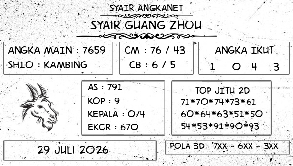 SYAIR ANGKANET - Syair Guang Zhou