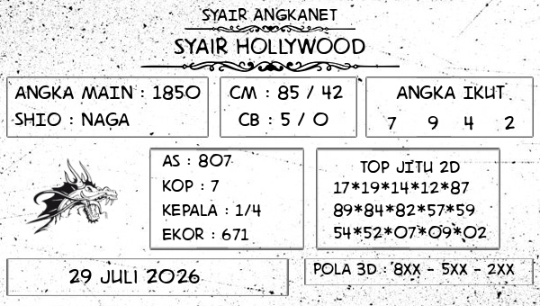 SYAIR ANGKANET - Syair Hollywood
