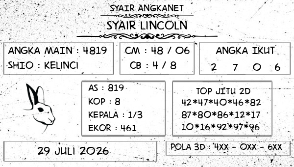 SYAIR ANGKANET - Syair Lincoln