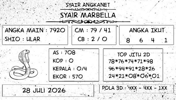 SYAIR ANGKANET - Syair Marbella