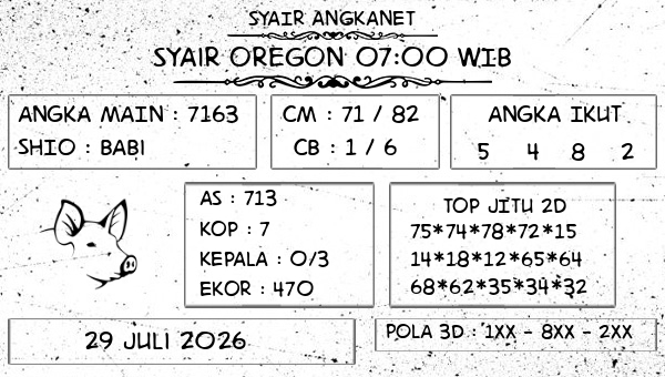 SYAIR ANGKANET - Syair Oregon 07:00 WIB