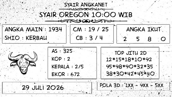 SYAIR ANGKANET - Syair Oregon 10:00 WIB