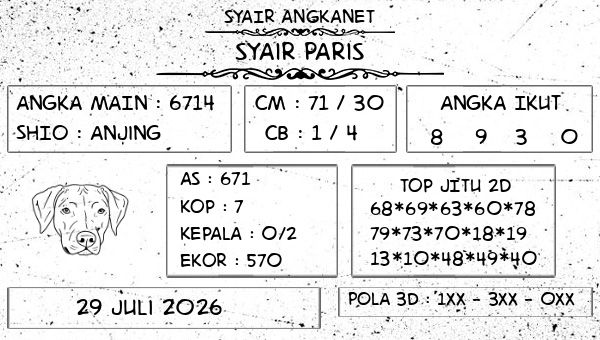SYAIR ANGKANET - Syair Paris