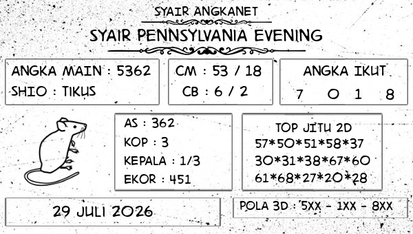 SYAIR ANGKANET - Syair Pennsylvania Evening