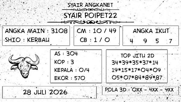 SYAIR ANGKANET - Syair Poipet22