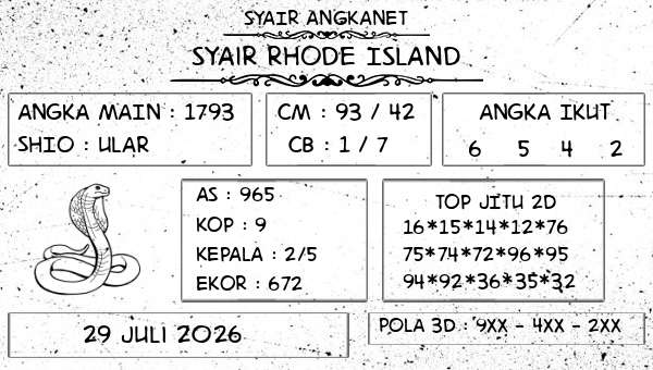 SYAIR ANGKANET - Syair Rhode Island