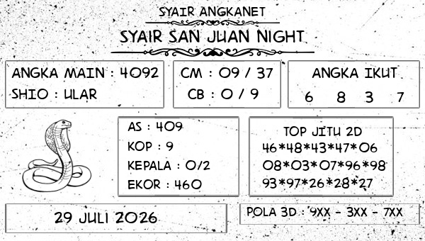 SYAIR ANGKANET - Syair San Juan Night
