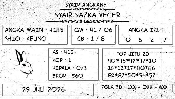 SYAIR ANGKANET - Syair Sazka Vecer