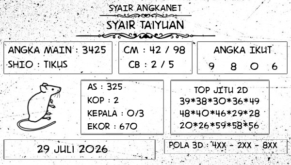 SYAIR ANGKANET - Syair Taiyuan