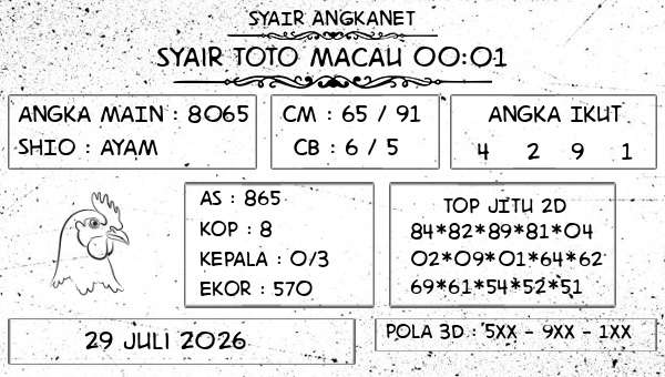 SYAIR ANGKANET - Syair Toto Macau 00:01