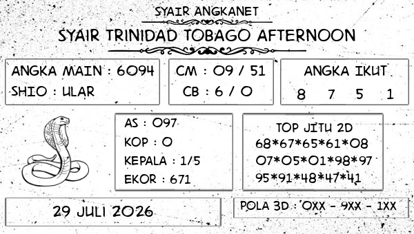 SYAIR ANGKANET - Syair Trinidad Tobago Afternoon