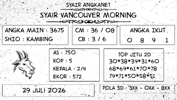 SYAIR ANGKANET - Syair Vancouver Morning