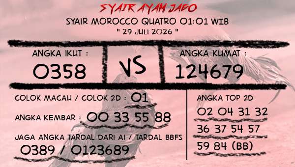  - Syair Morocco Quatro 01:01 WIB