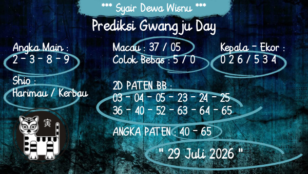 Syair Dewa Wisnu - Prediksi Gwangju Day