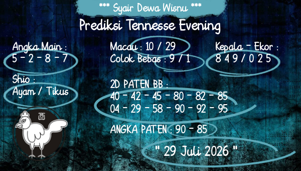 Syair Dewa Wisnu - Prediksi Tennesse Evening