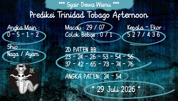 Syair Dewa Wisnu - Prediksi Trinidad Tobago Afternoon