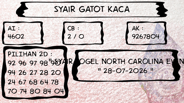 Syair Gatot Kaca - Syair Togel North Carolina Evening
