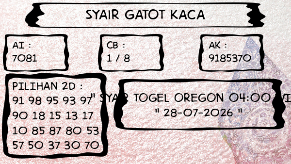 Syair Gatot Kaca - Syair Togel Oregon 04:00 WIB