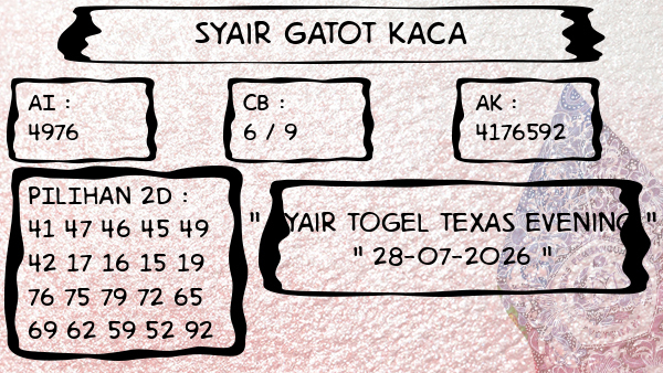 Syair Gatot Kaca - Syair Togel Texas Evening