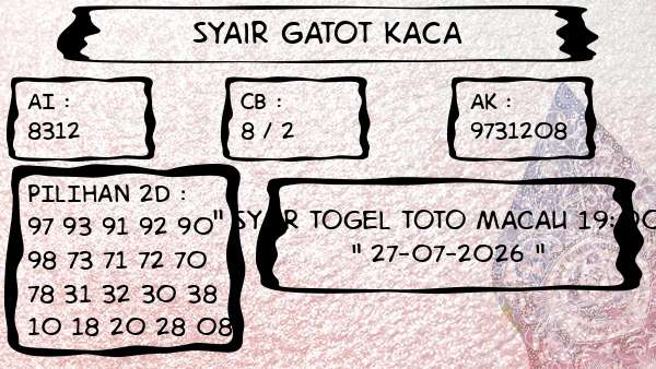 Syair Gatot Kaca - Syair Togel Toto Macau 19:00
