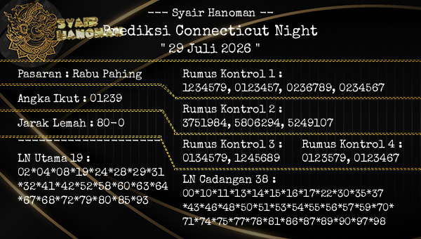 --- Syair Hanoman -- - Prediksi Connecticut Night