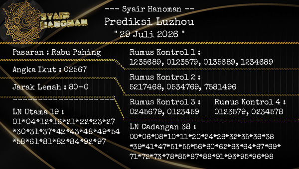 --- Syair Hanoman -- - Prediksi Luzhou