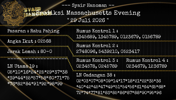--- Syair Hanoman -- - Prediksi Massachusetts Evening