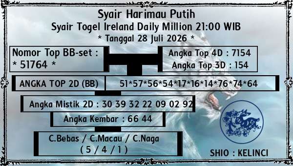 Syair Harimau Putih - Syair Togel Ireland Daily Million 21:00 WIB