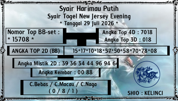 Syair Harimau Putih - Syair Togel New Jersey Evening