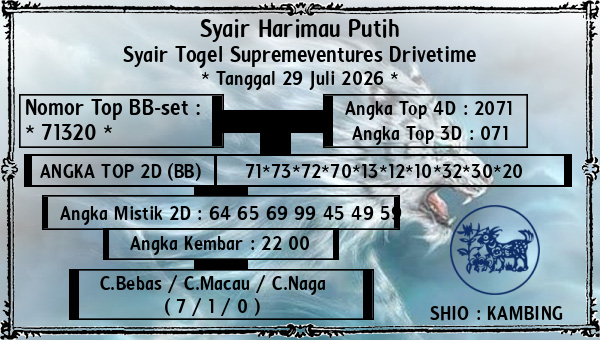 Syair Harimau Putih - Syair Togel Supremeventures Drivetime