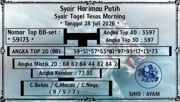Syair Harimau Putih - Syair Togel Texas Morning