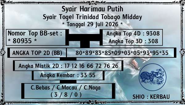 Syair Harimau Putih - Syair Togel Trinidad Tobago Midday