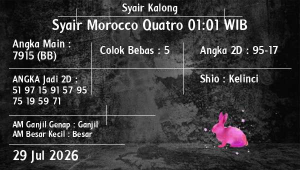 Syair Kalong - Syair Morocco Quatro 01:01 WIB