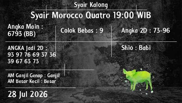 Syair Kalong - Syair Morocco Quatro 19:00 WIB
