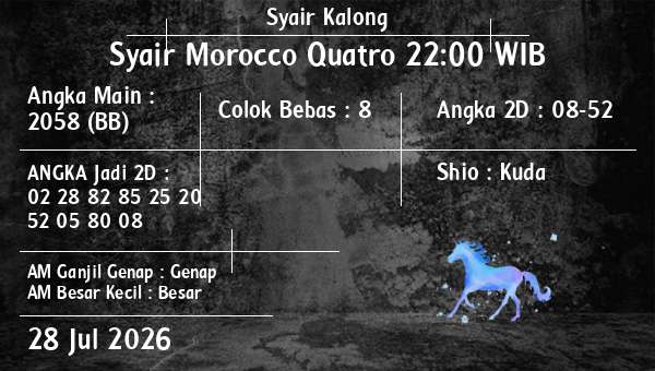 Syair Kalong - Syair Morocco Quatro 22:00 WIB