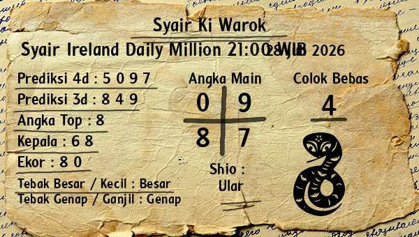 Syair Ki Warok - Syair Ireland Daily Million 21:00 WIB