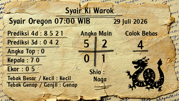 Syair Ki Warok - Syair Oregon 07:00 WIB