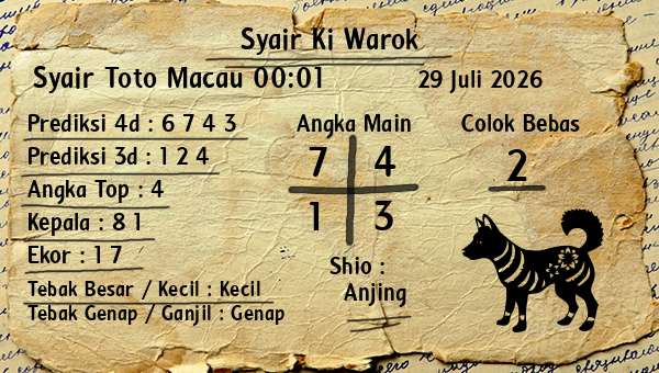 Syair Ki Warok - Syair Toto Macau 00:01