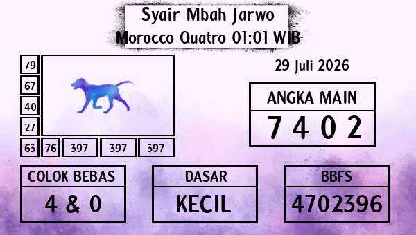Syair Mbah Jarwo - Morocco Quatro 01:01 WIB