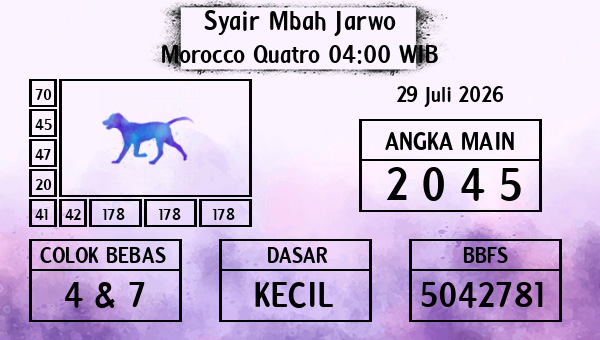 Syair Mbah Jarwo - Morocco Quatro 04:00 WIB